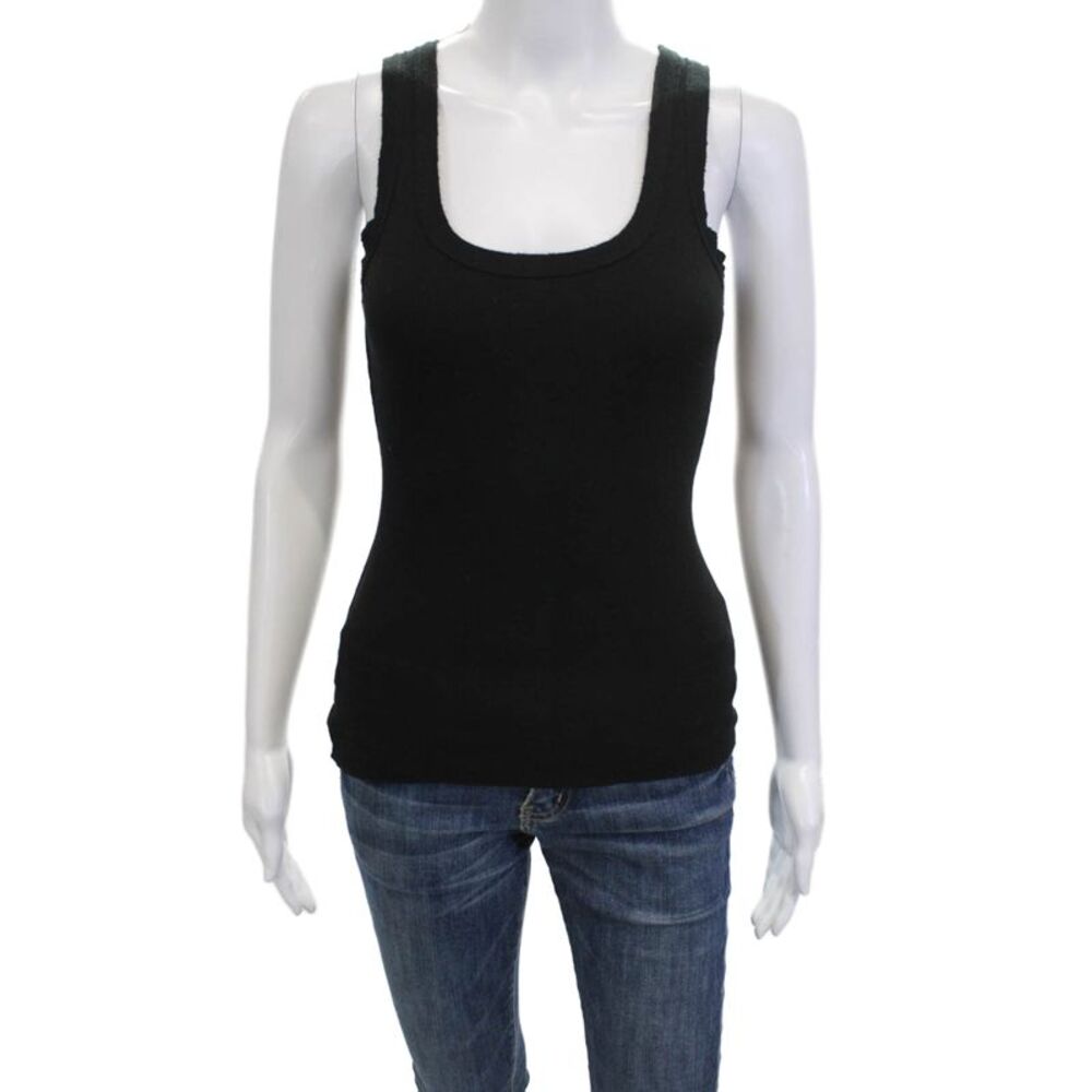 Crown Jewel Womens Black Square Neck Basic Tank Size S